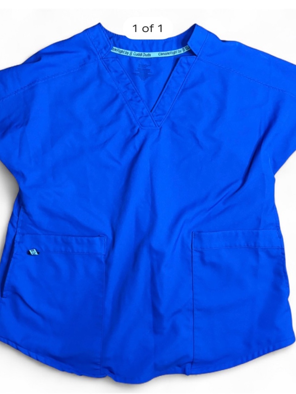 Cuddl Duds Royal Metro Blue V-Neck Scrub Top